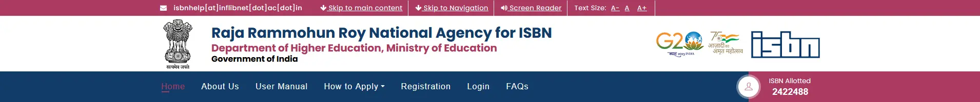 ISBN Site Screenshot 